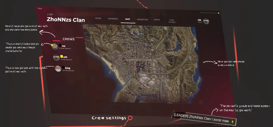 FiveM Crew System for qb-core, Ranks and Announcements - in-game screenshot 2
