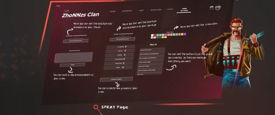 FiveM Crew System for qb-core, Ranks and Announcements - interface detail 2