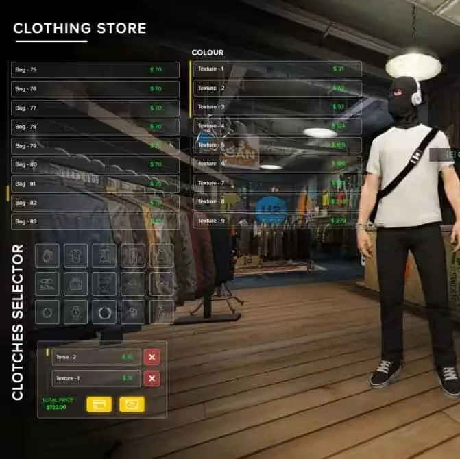 Eyes Clothes Shop for QBCore with a Basket System