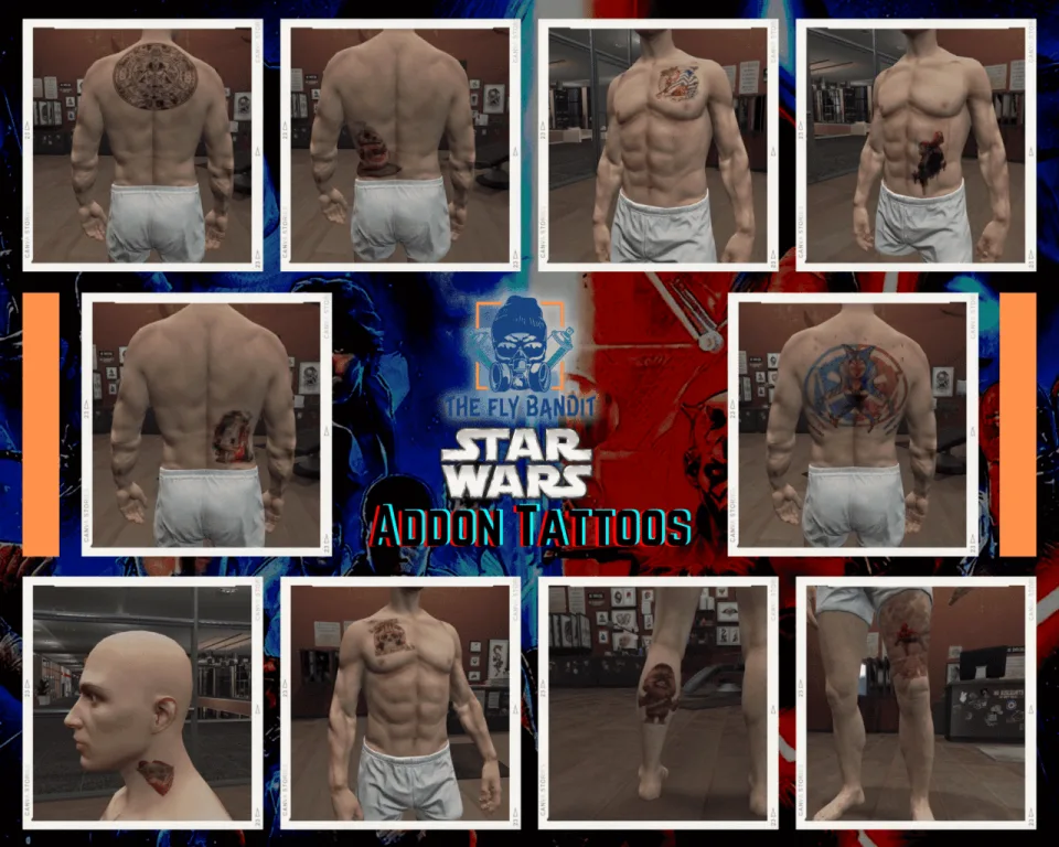 200 FiveM Addon Tattoos, DC, Star Wars, Pokemon, DragonBall - preview screenshot 4