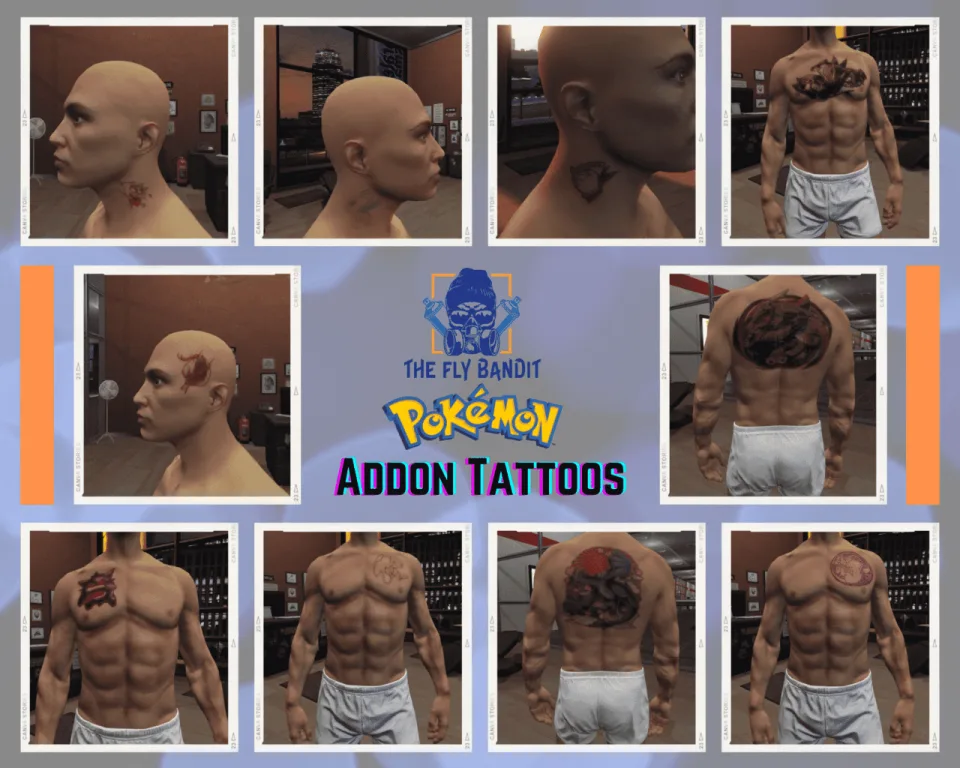 200 FiveM Addon Tattoos, DC, Star Wars, Pokemon, DragonBall - preview screenshot 2