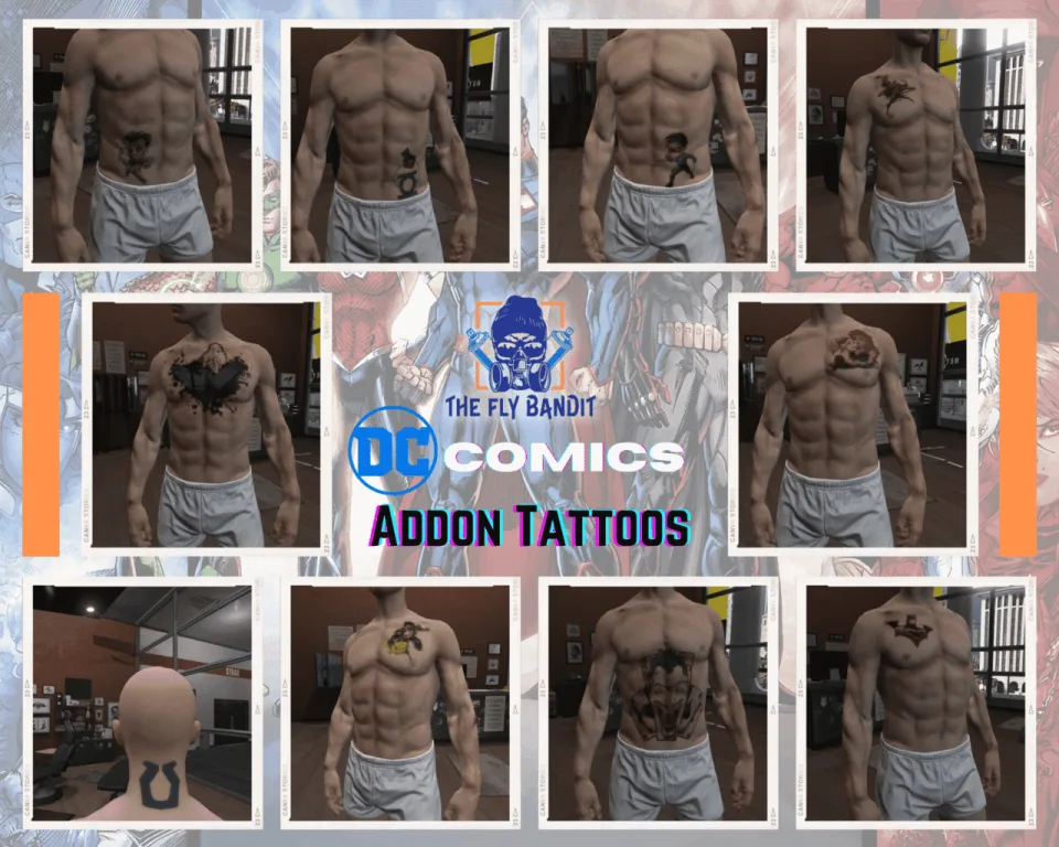 200 FiveM Addon Tattoos, DC, Star Wars, Pokemon, DragonBall - feature detail