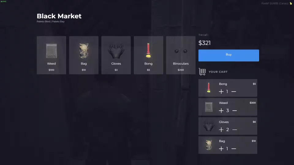 qb-shops v3 for QBCore with a Blackmarket Tier - in-game screenshot
