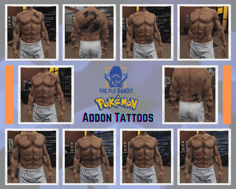 200 FiveM Addon Tattoos, DC, Star Wars, Pokemon, DragonBall - interface detail 2